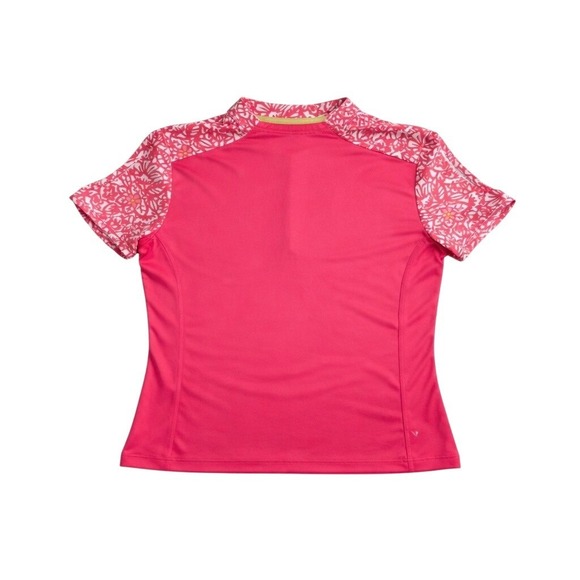 Callaway Women's Pink Opti-dri 1/4 Zip Floral Sleeve Golf Shirt Size M - Picture 2 of 6